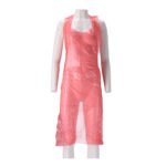 Schort PE geruwd 20my 125x80cm rood