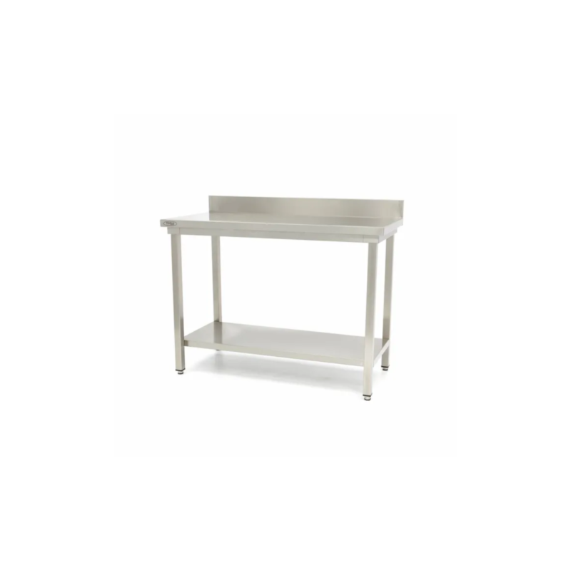 Werktafel rvs - 200 x 60 cm - Verstelbare Hoogte - met Spatrand en Onderschap