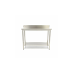 Werktafel rvs - 200 x 60 cm - Verstelbare Hoogte - met Spatrand en Onderschap